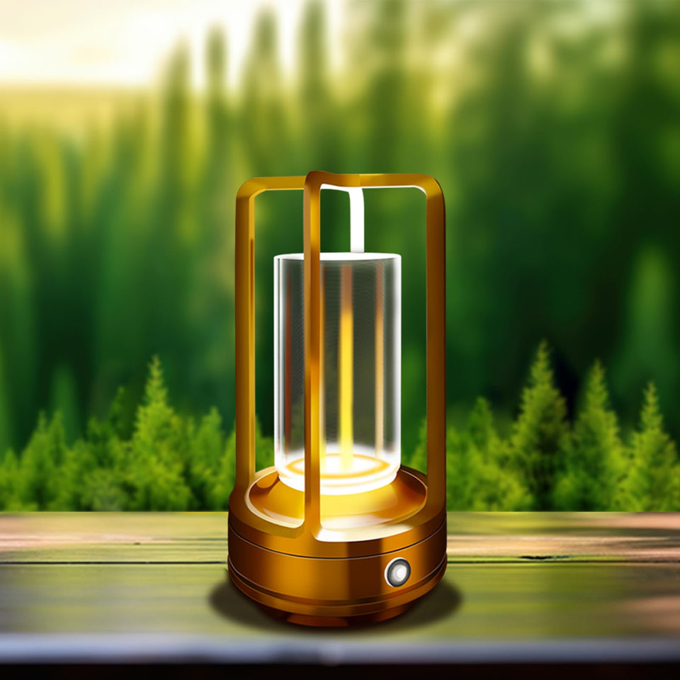 LAYSHINEEN portable lamp charging image showing battery status for extended outdoor use