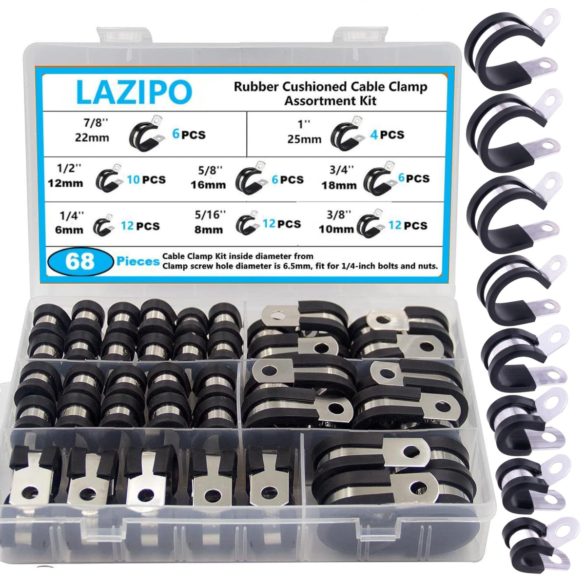 LAZIRO cable clamps 1/4-inch set securely holds wires