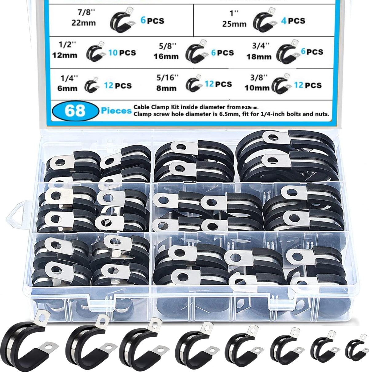LAZIRO cable clamps 1-inch set organize heavy wiring