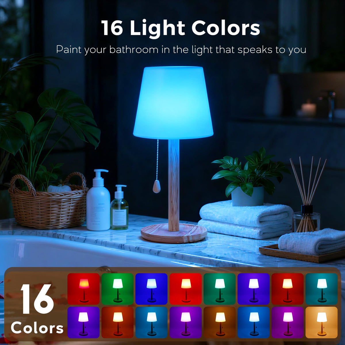 Lazukes cordless shower lamp angled shot showcases immersive mood lighting options