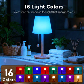 Lazukes cordless shower lamp angled shot showcases immersive mood lighting options