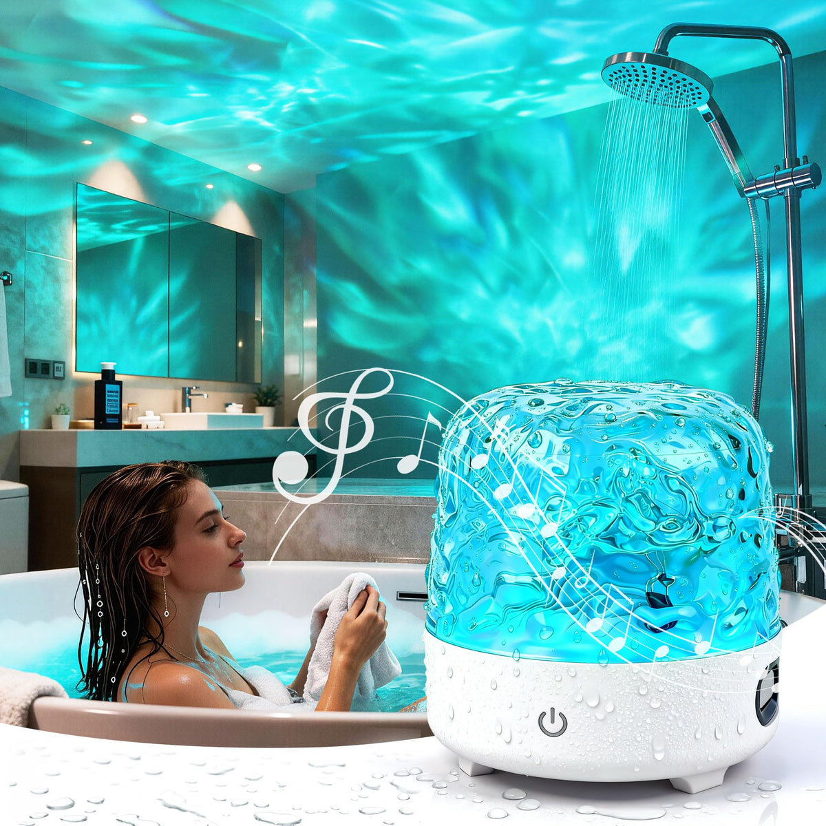 Lazukes waterproof shower light with Bluetooth speaker for immersive showers