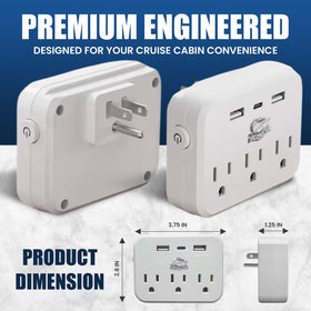 Lazy Day at Sea 2500W power strip powers multiple devices during long cruise days.