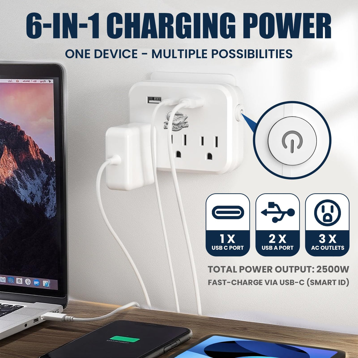 Lazy Day at Sea compact design cruise outlet enables easy packing and in-cabin charging.