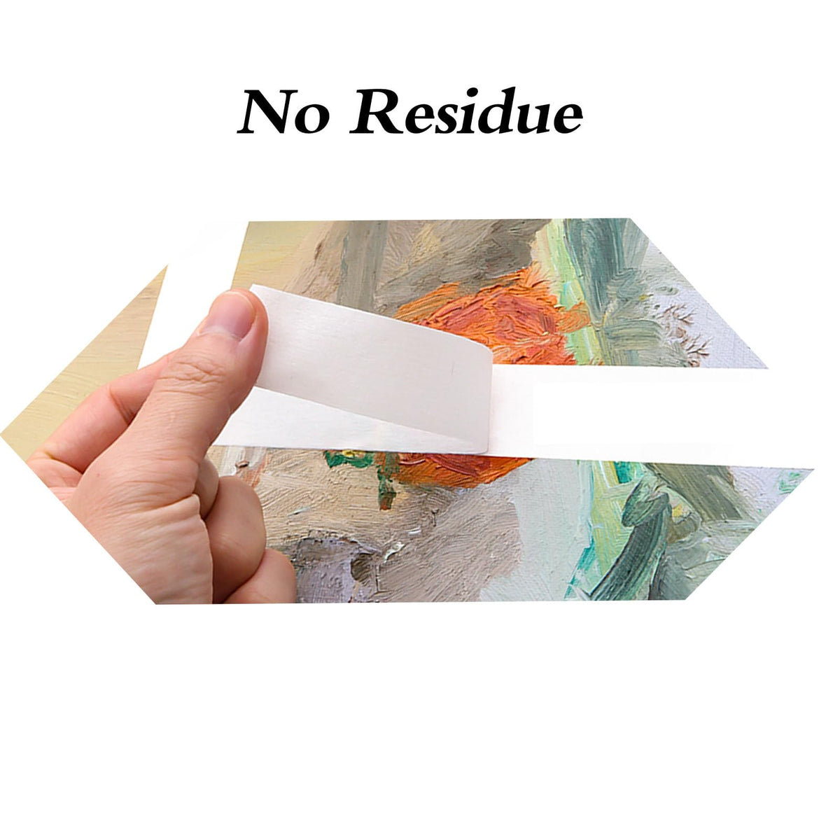 Tape peeled away smoothly with no residue on a surface