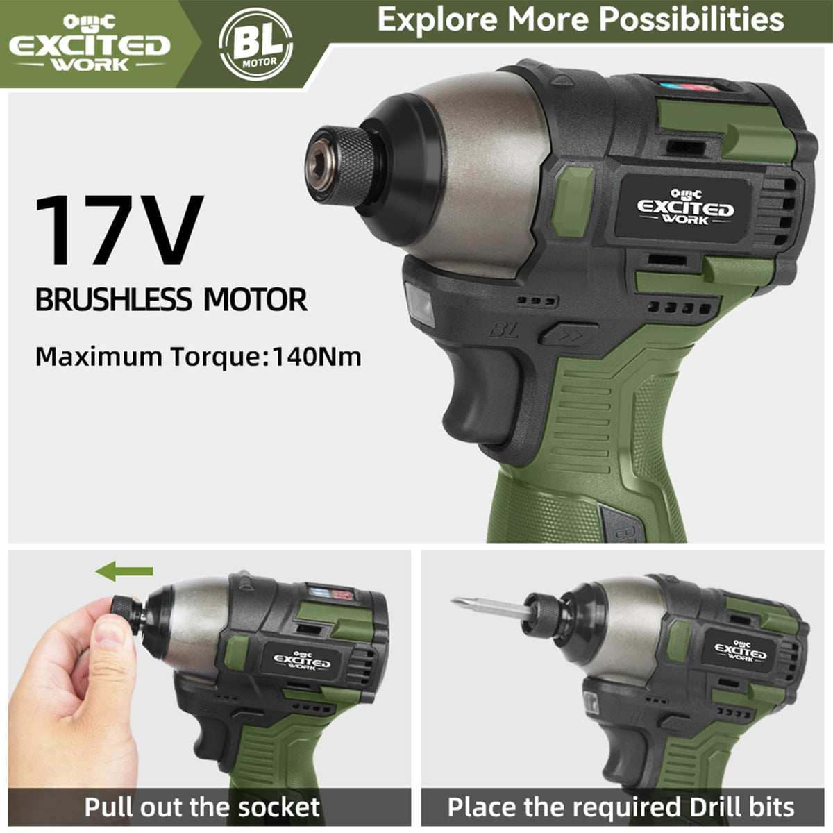 LAZYLAND 17V screwdriver with ergonomic grip for comfortable handling during use