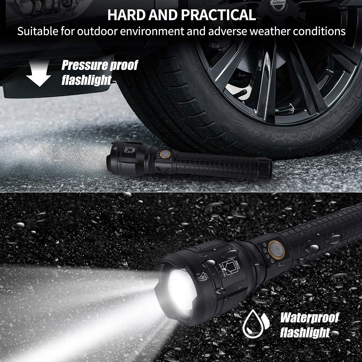 LBE Durable aluminum alloy body provides a rugged feel for camping and emergencies.