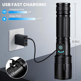 LBE Flashlight with USB-C fast charging keeps lights ready during trips
