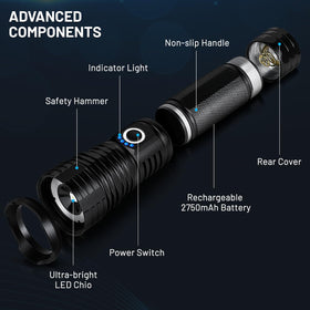 LBE 5-modes switch offers high, medium, low, strobe, and SOS.