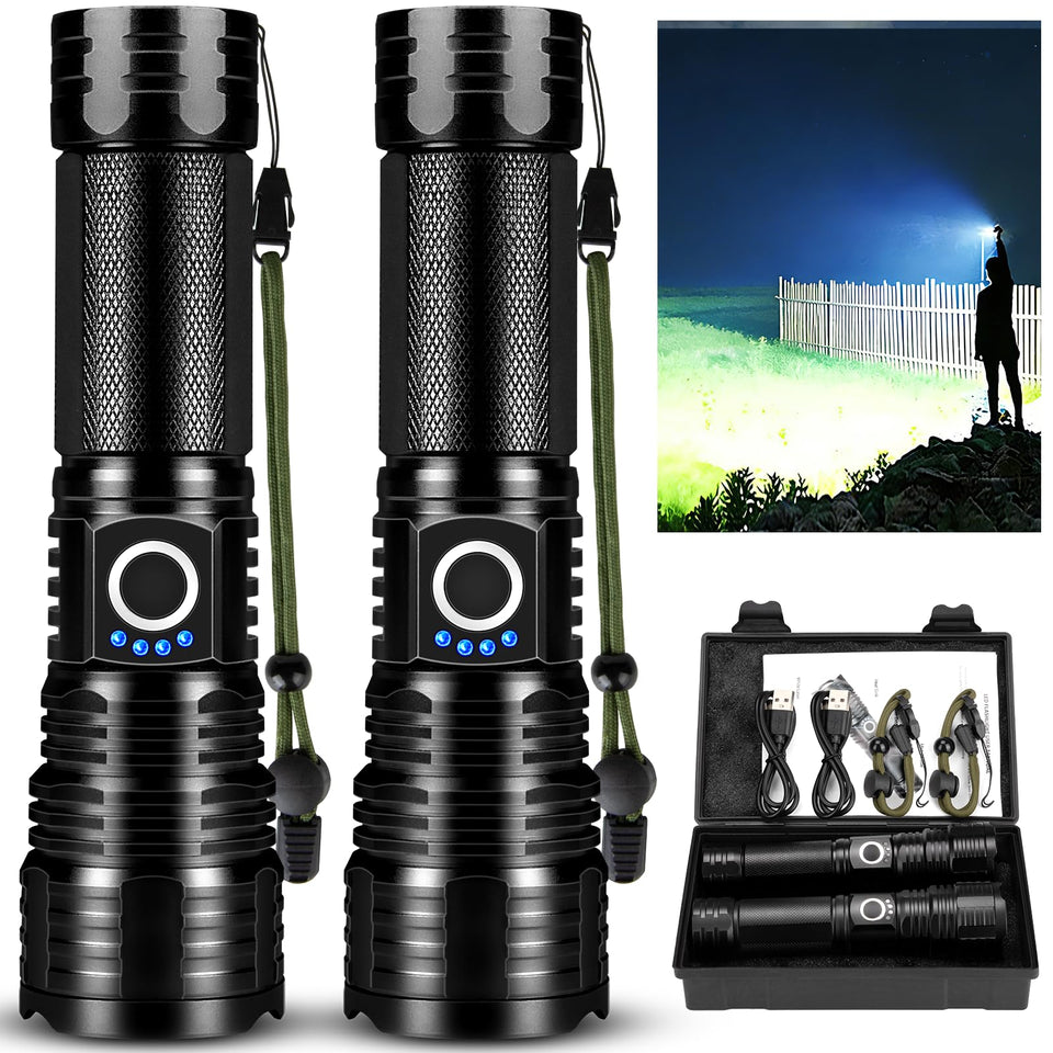 LBE LED flashlight 99000-lumen beam for ultra-bright outdoor illumination.