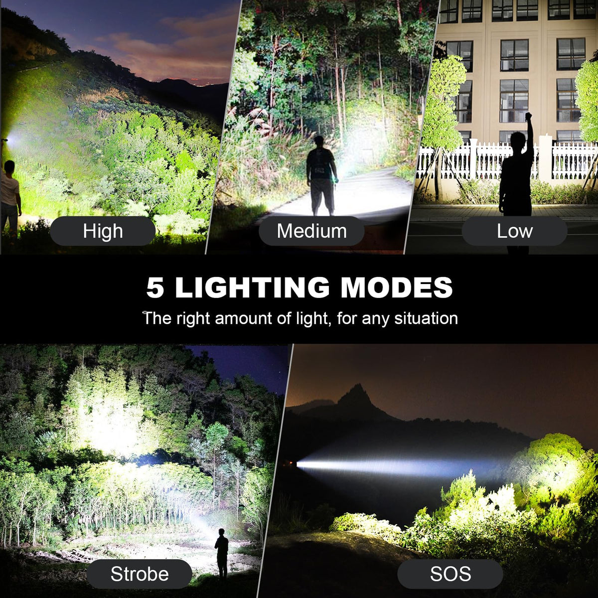 LBE flashlight head telescopes for wide or focused beams.