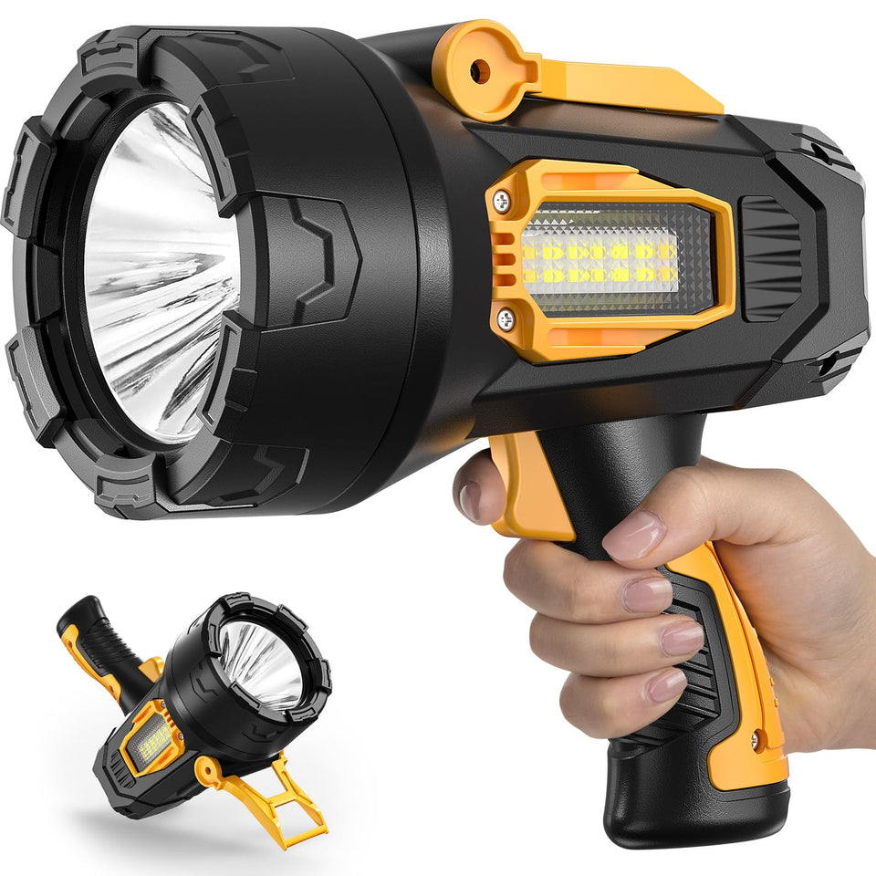 LBE Rechargeable Spotlight front beam for long-range visibility outdoors.