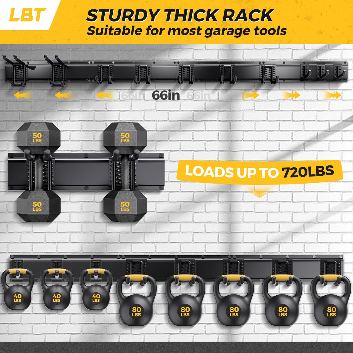 LBT 66-inch rail system enabling modular, customizable storage.