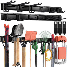 LBT 99inch garage tool organizer wall mount showing full-length rail system for organized storage