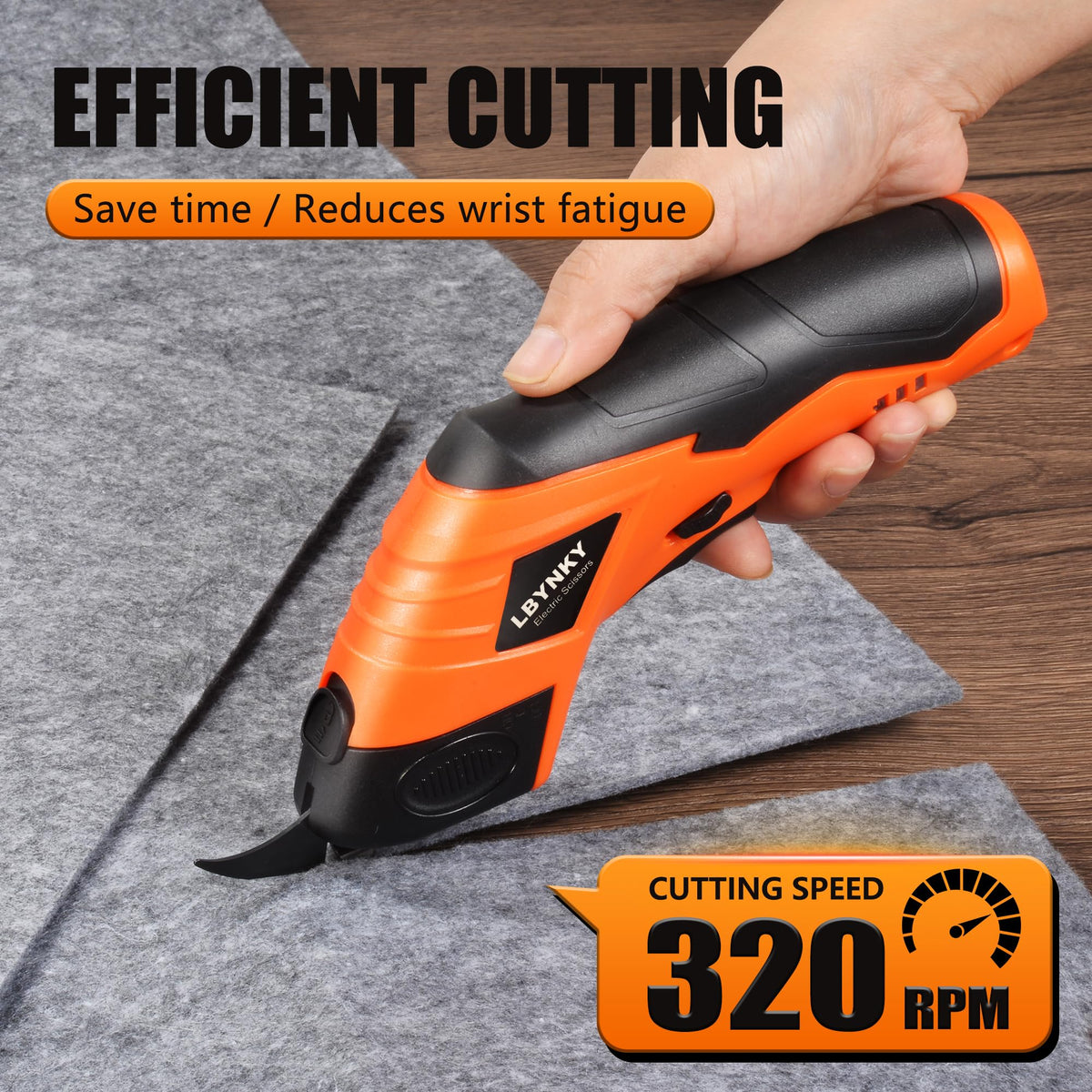 LBYNKY cordless scissors show battery indicator and USB-C charging for convenient power checks.