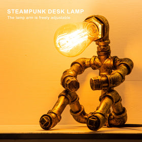 LCYY.TG steampunk lamp at night emits a warm, inviting glow.