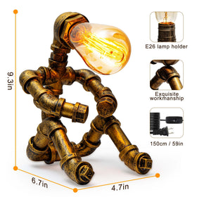 LCYY.TG steampunk lamp side angle shows adjustable arm for focused desk light.
