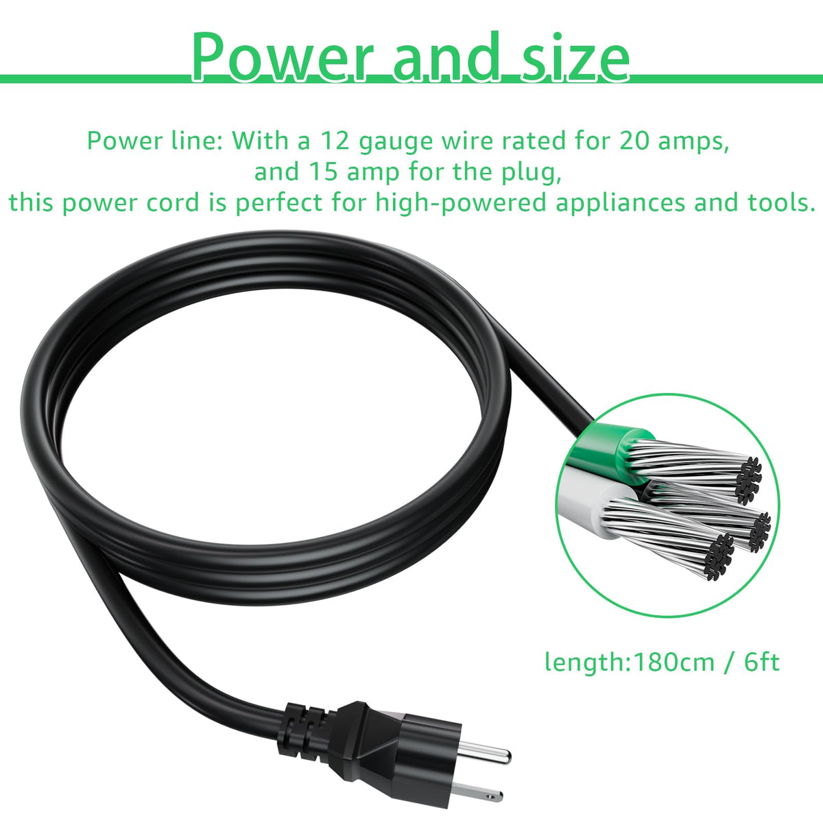 LCMLA heavy-duty replacement cord designed for high-powered devices like tools and appliances.