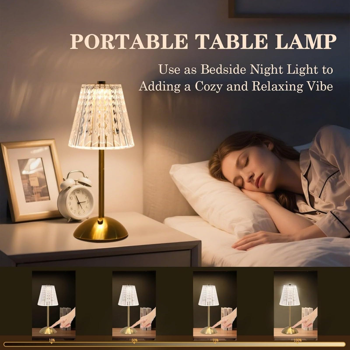 LCZYUYU crystal table lamp acrylic shade detail with diamond refractor effect
