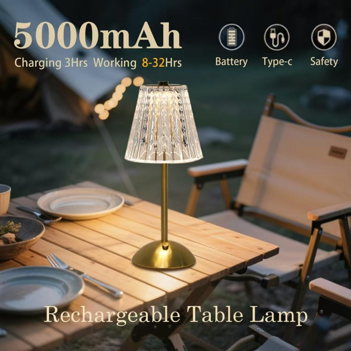 LCZYUYU crystal table lamp 2-pack shown in a living room setup for decor