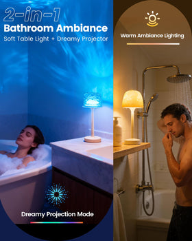 LCZYUYU two-in-one shower lamp with night-light and projector for versatile use.