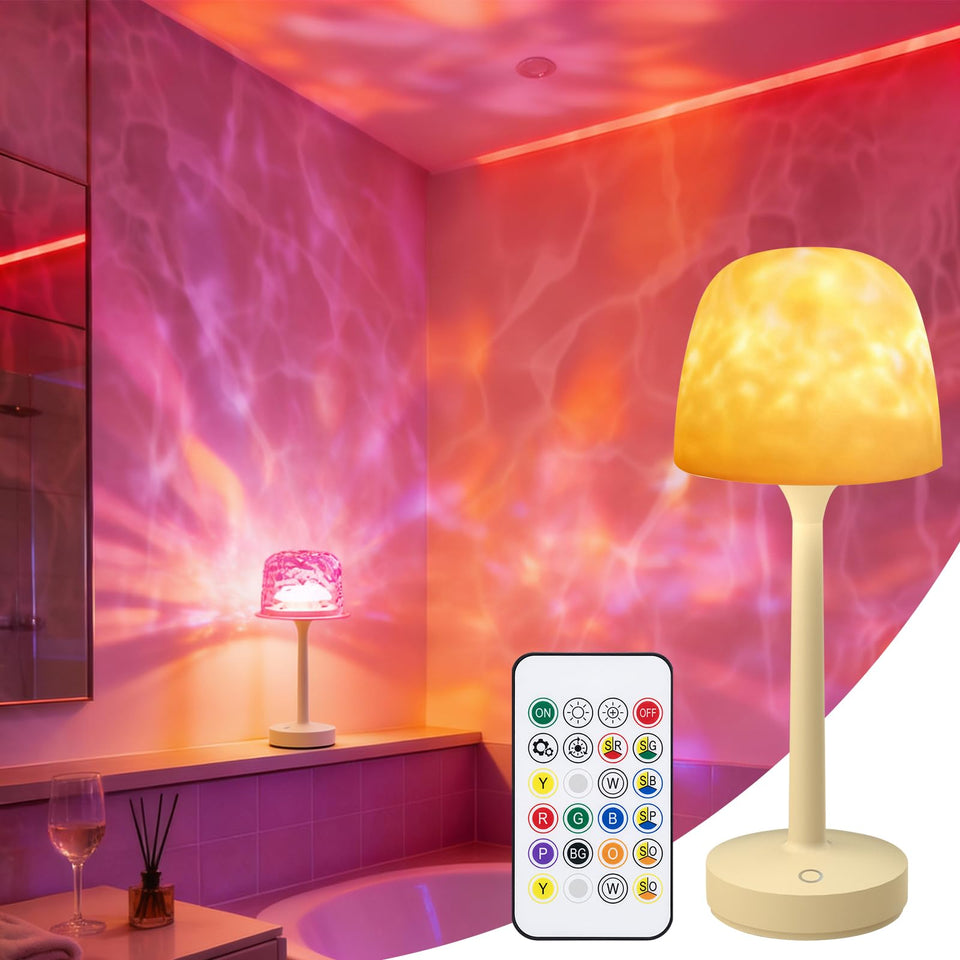LCZYUYU waterproof shower lamp with ocean wave projection brightens bathroom walls for a calming spa vibe.