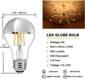 LDCHIUEN silver-tip bulb emits warm 2700K light for cozy dining spaces