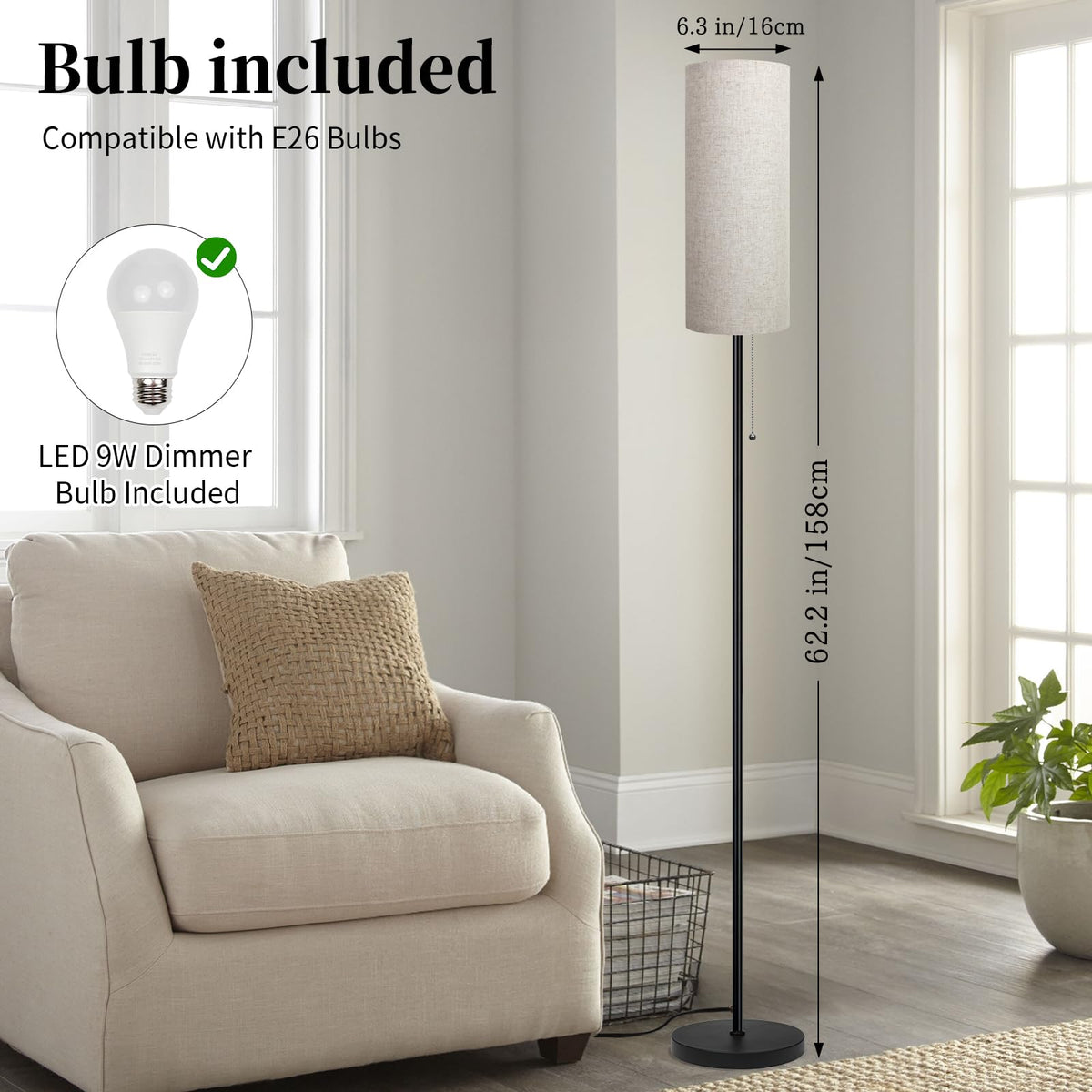 Ldeco lamp has a heavy base for stable placement on various floors.