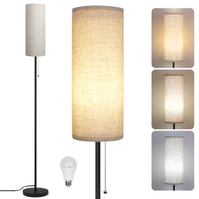 Ldeco floor lamp with beige shade enhances living room ambience with a clean, modern look.