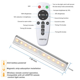 LDOPTO adhesive-magnet under-cabinet light easy installation