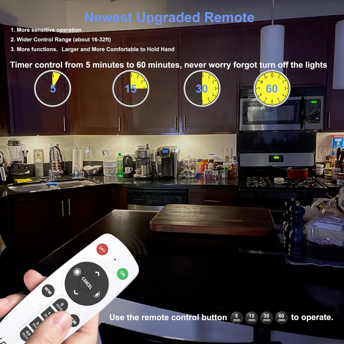 LDOPTO battery-powered cabinet light for flexible placement