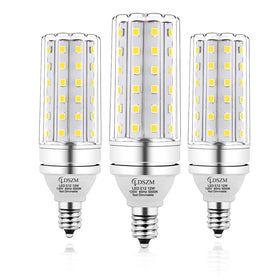 LDSZM E12 LED Corn Light Bulb 3-pack appearance in a chandelier setting enhances modern fixtures
