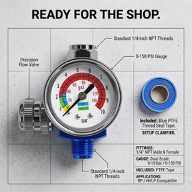 LE LEMATEC easy-to-read adjustment knob for quick flow changes