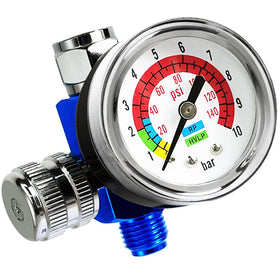 LE LEMATEC air regulator with gauge in front view for precise flow control in spray painting