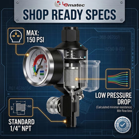 LE LEMATEC rugged regulator body stands up to daily workshop use.