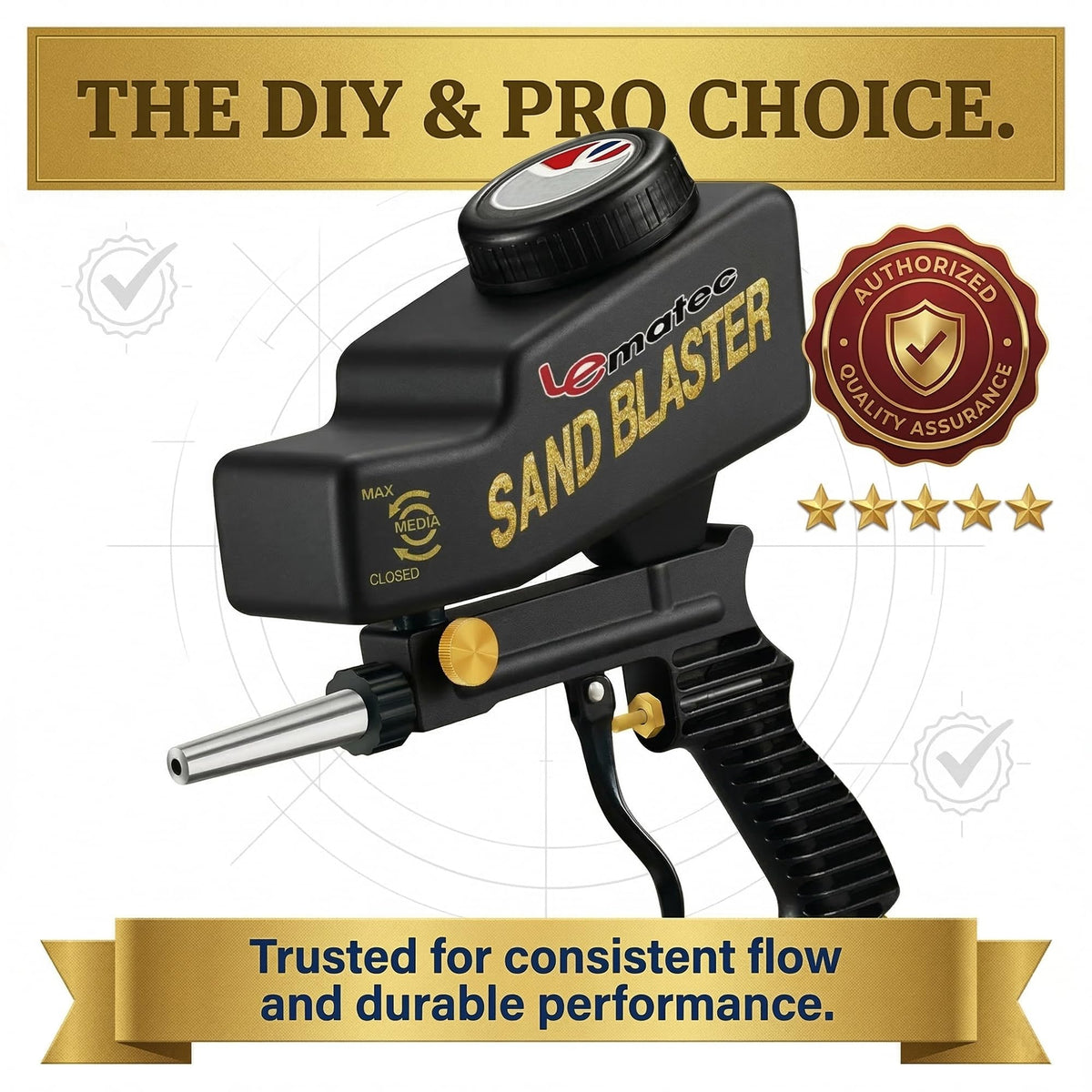 LE LEMATEC sand blaster compact-design supports portable on-site projects
