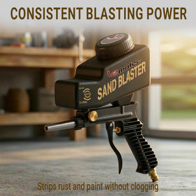 LE LEMATEC sand blaster kit usage shows controlled media flow for spot restoration