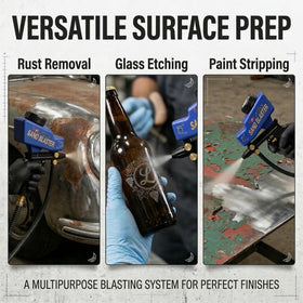 Le Lematec sand blaster supports up to 150 psi for tough tasks