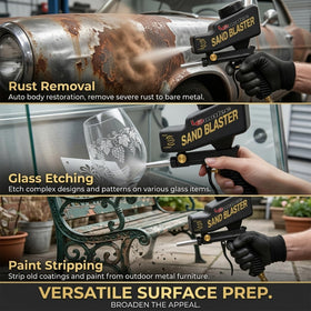 LE LEMATEC sand blaster rust-removal-glass-etching demonstrates versatile applications