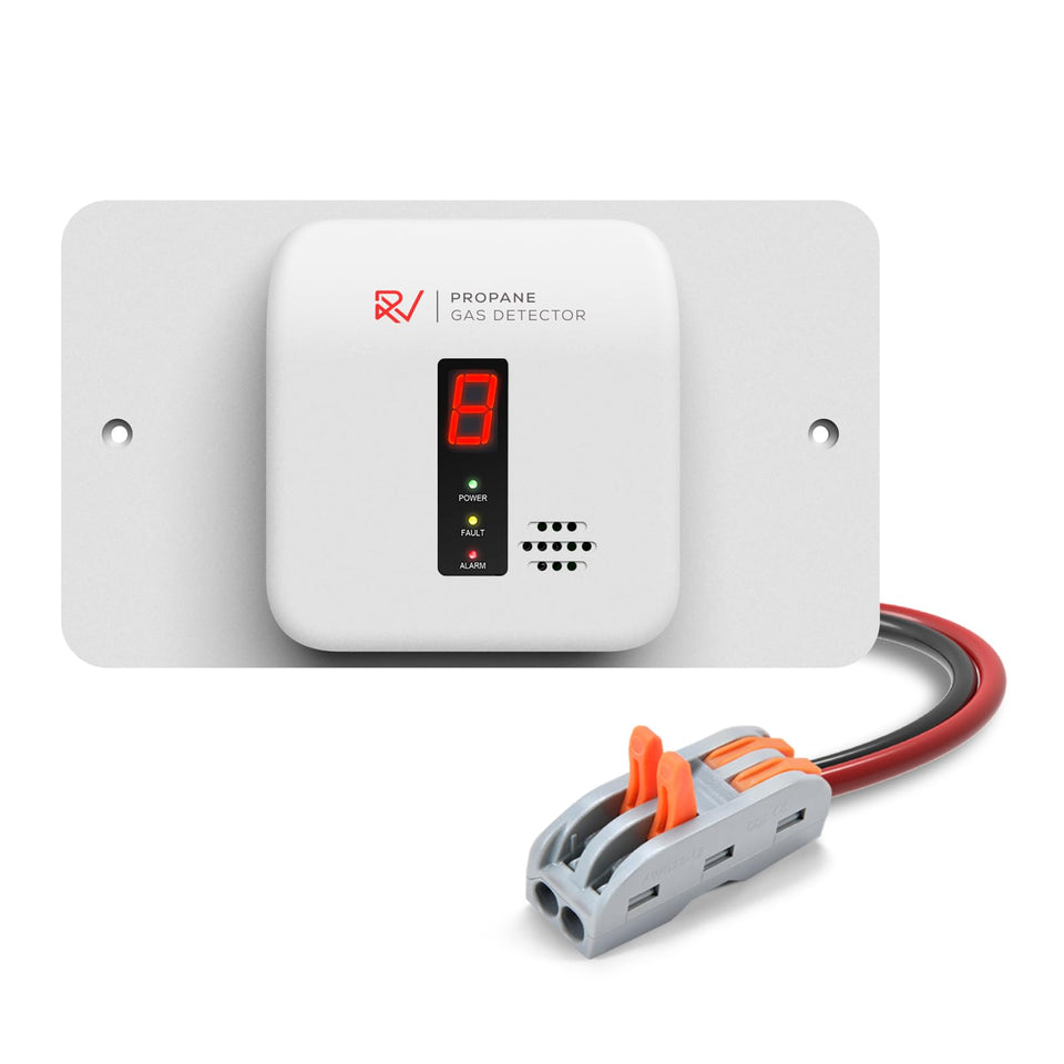Leakbee RV propane detector digital display shows gas levels for quick checks