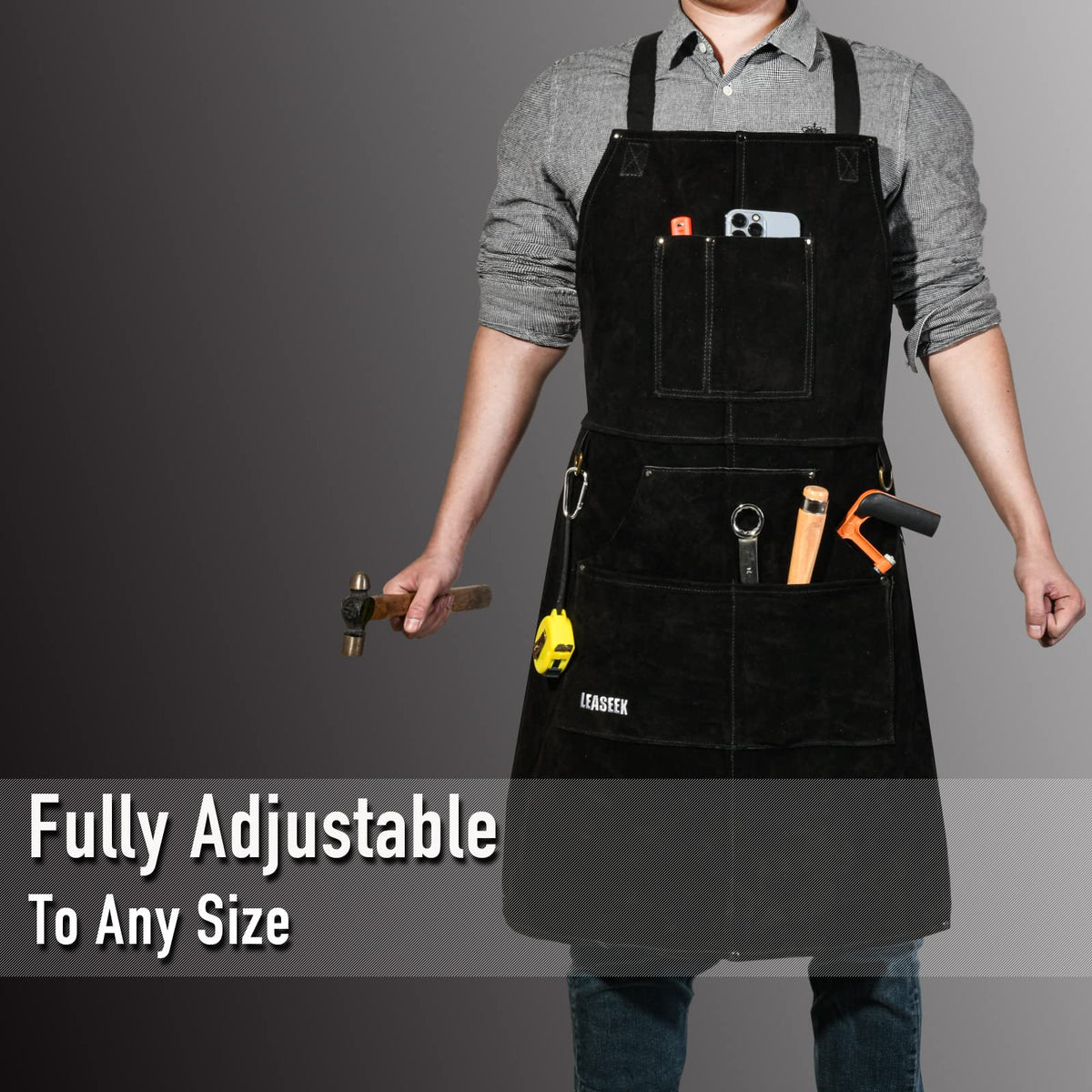 LeaSeek durable cowhide material offering heat resistance during grinding tasks.