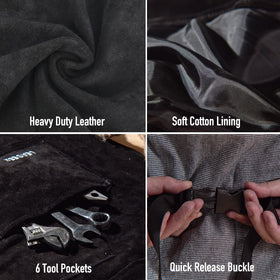 LeaSeek leather welding apron coverage of 24x36 inches during metalworking.