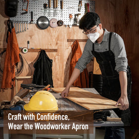 LeaSeek full-coverage welding apron on a 36-inch tall panel.