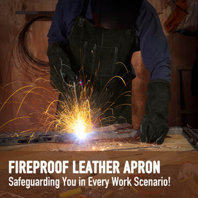 LeaSeek leather welding apron in workshop or barbecue scenario for versatile use.