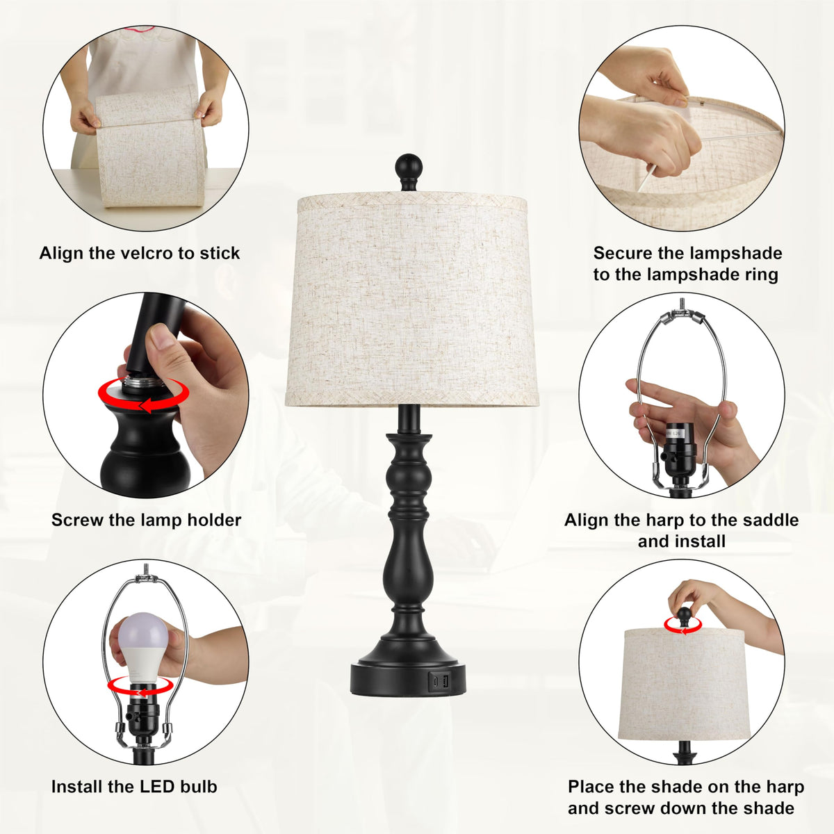 Leasgy black farmhouse lamps suit modern and traditional decor in any room