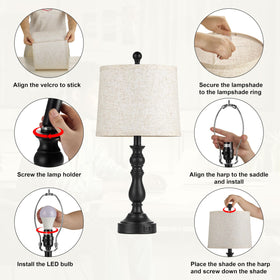 Leasgy black farmhouse lamps suit modern and traditional decor in any room