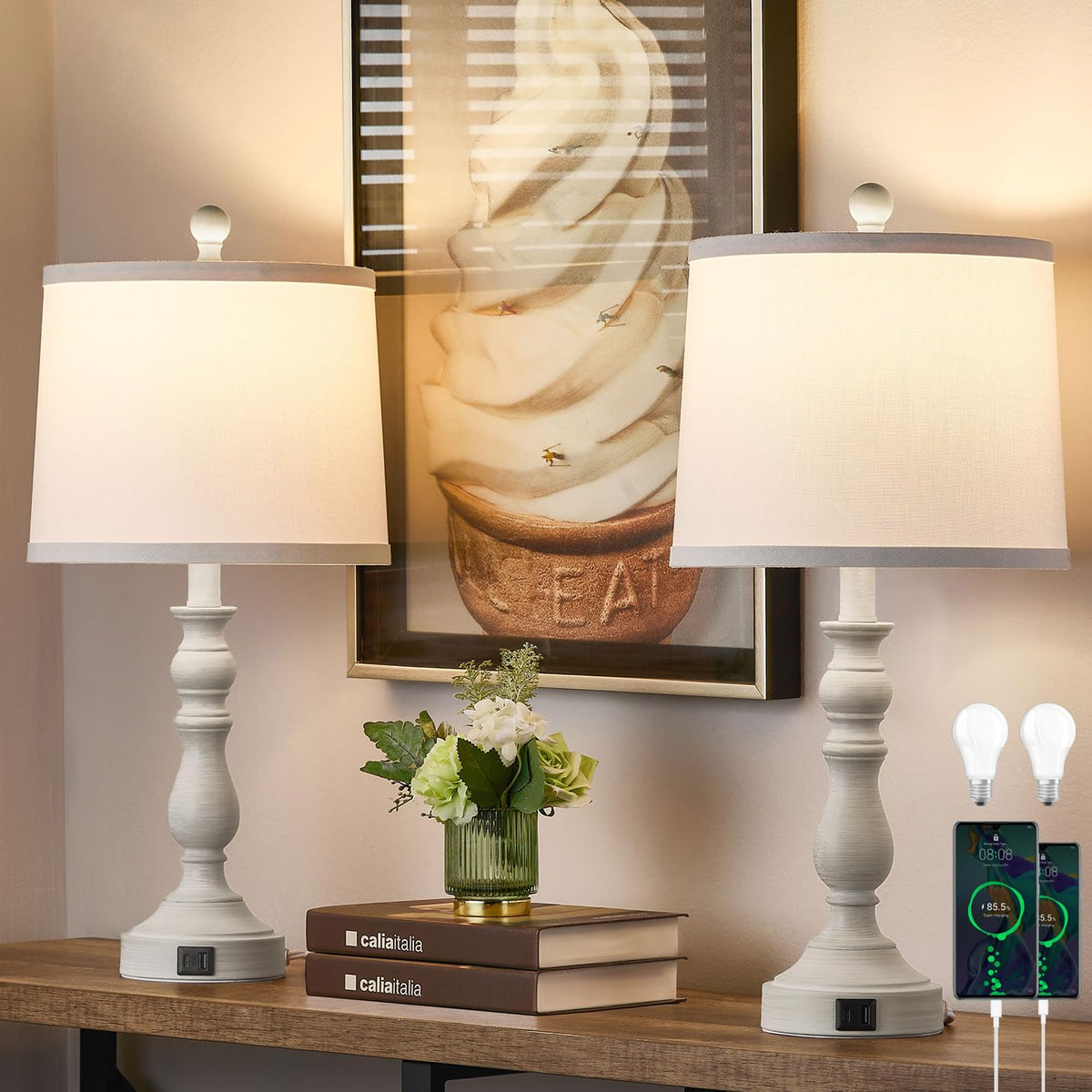 Leasgy farmhouse lamp base with heavy iron chassis for stability