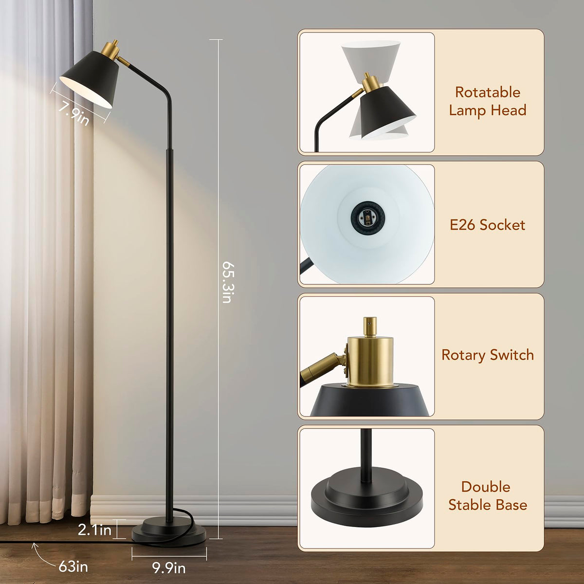 Leasgy floor lamp ships with energy-friendly E26 bulb