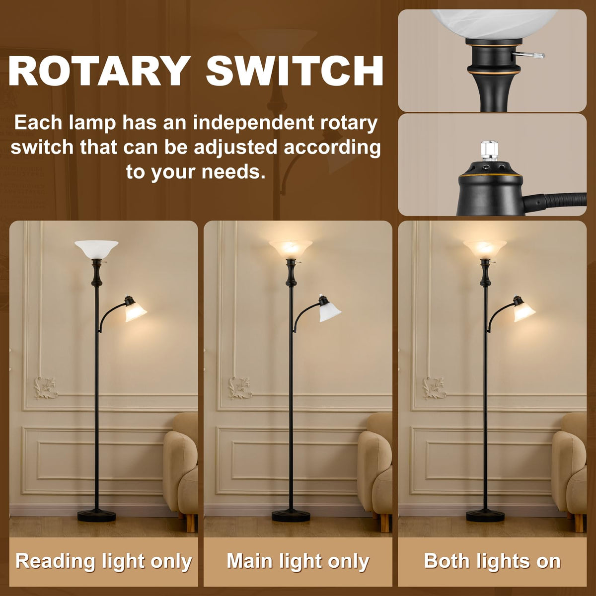 Leasgy heavy-base standing lamp ensures stability for homes with pets or kids