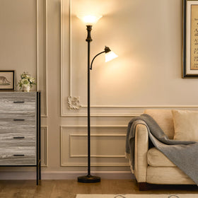 Leasgy modern retro tall lamp in black and gold adds upscale style